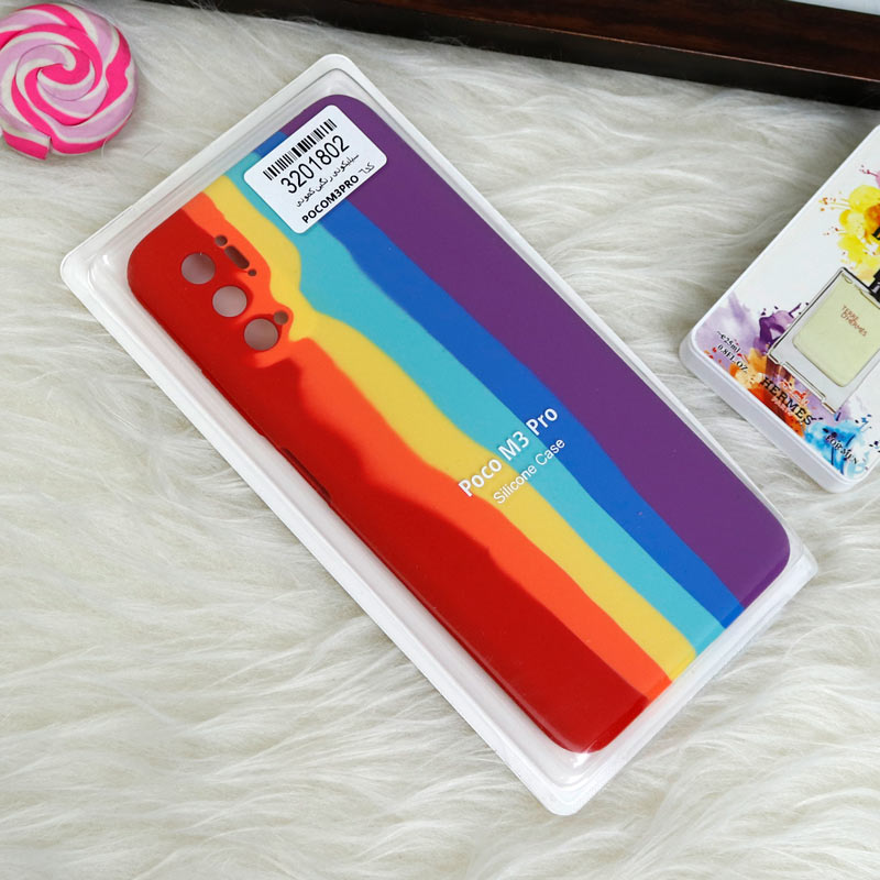 قاب سیلیکونی اورجینال رنگین کمانی محافظ لنزدار Xiaomi Poco M3 Pro
