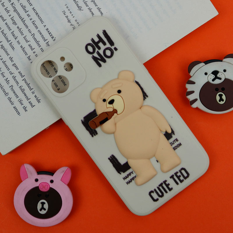 قاب سیلیکونی خرس TED محافظ لنزدار iPhone 12