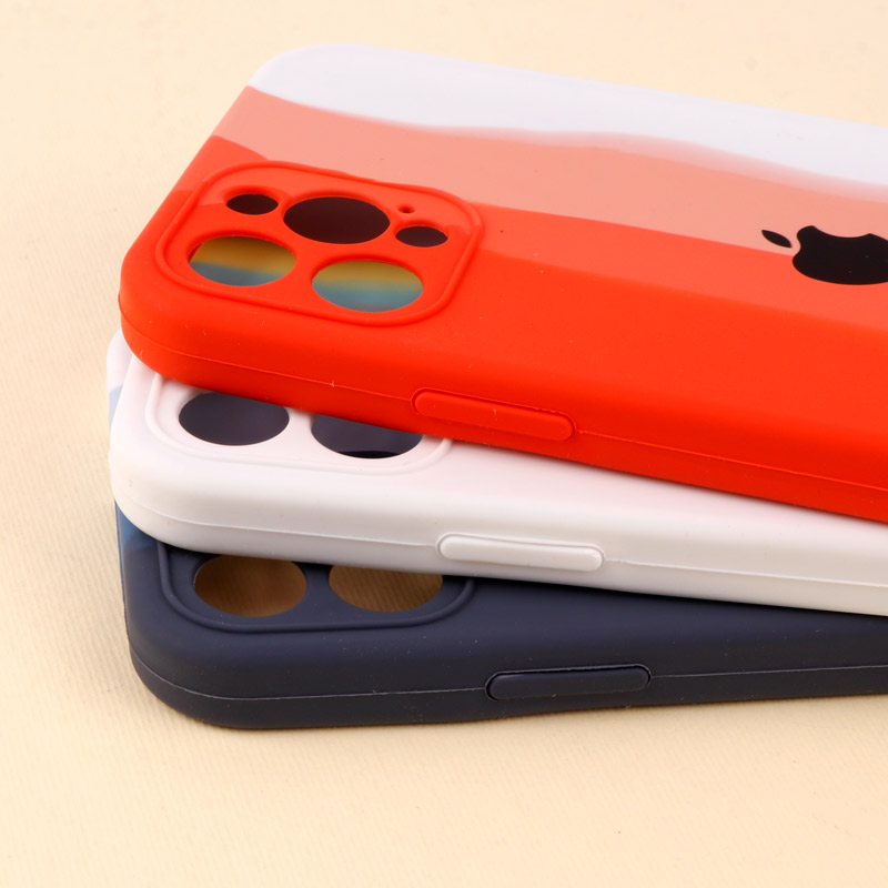قاب سیلیکونی اورجینال رنگین کمانی محافظ لنزدار iPhone 12