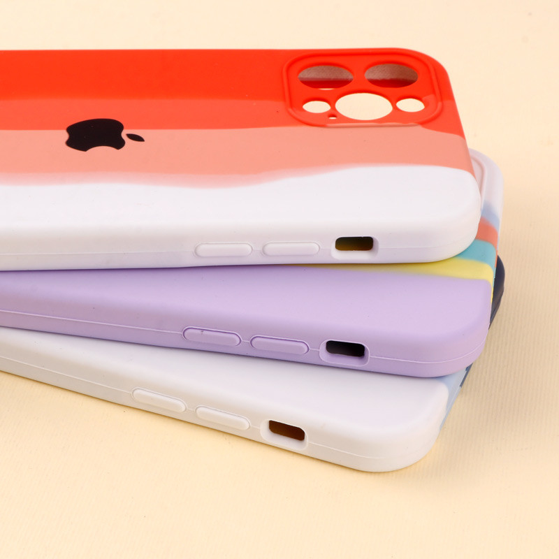 قاب سیلیکونی اورجینال رنگین کمانی محافظ لنزدار iPhone 12