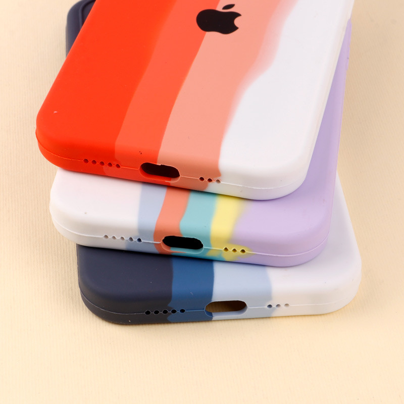 قاب سیلیکونی اورجینال رنگین کمانی محافظ لنزدار iPhone 12