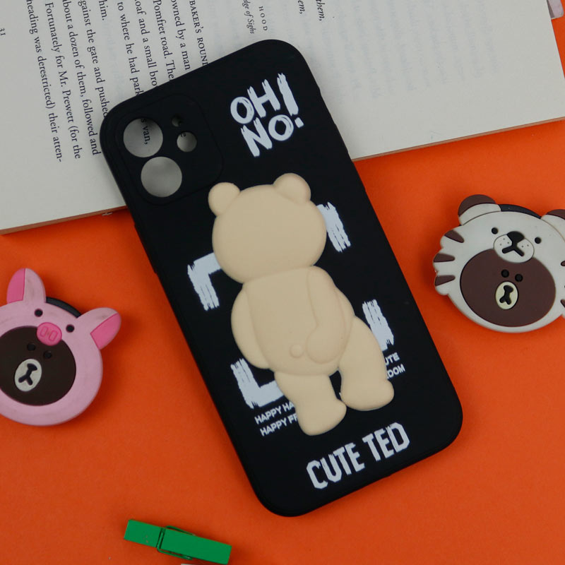 قاب سیلیکونی خرس TED محافظ لنزدار iPhone 12