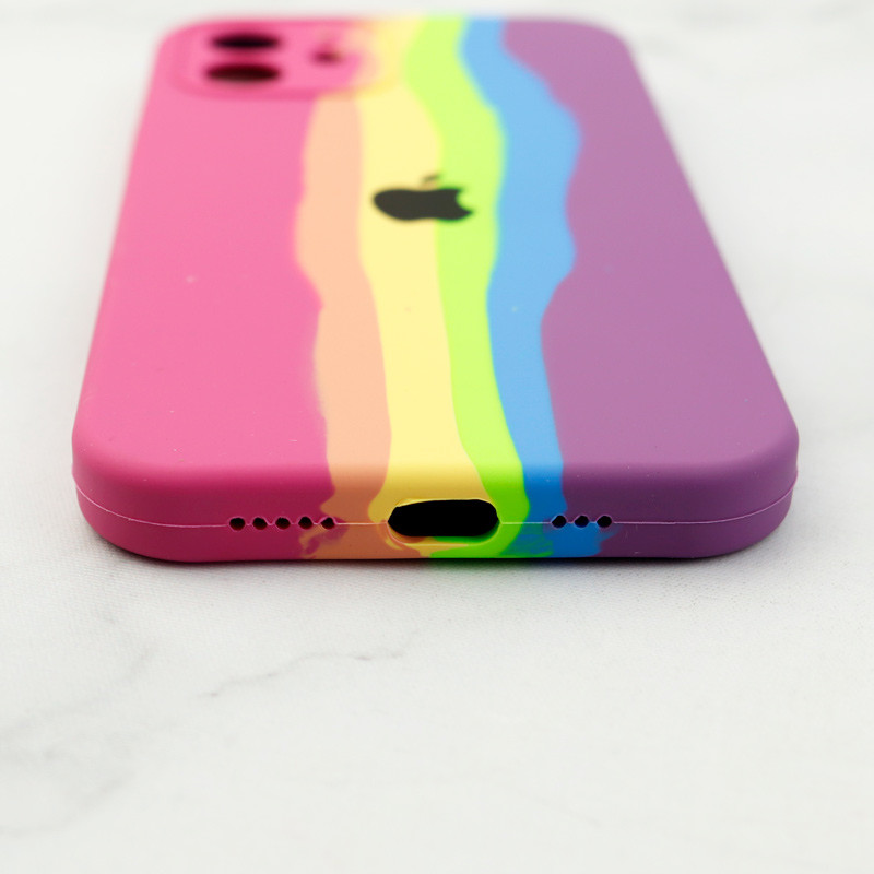 قاب سیلیکونی اورجینال رنگین کمانی محافظ لنزدار iPhone 12