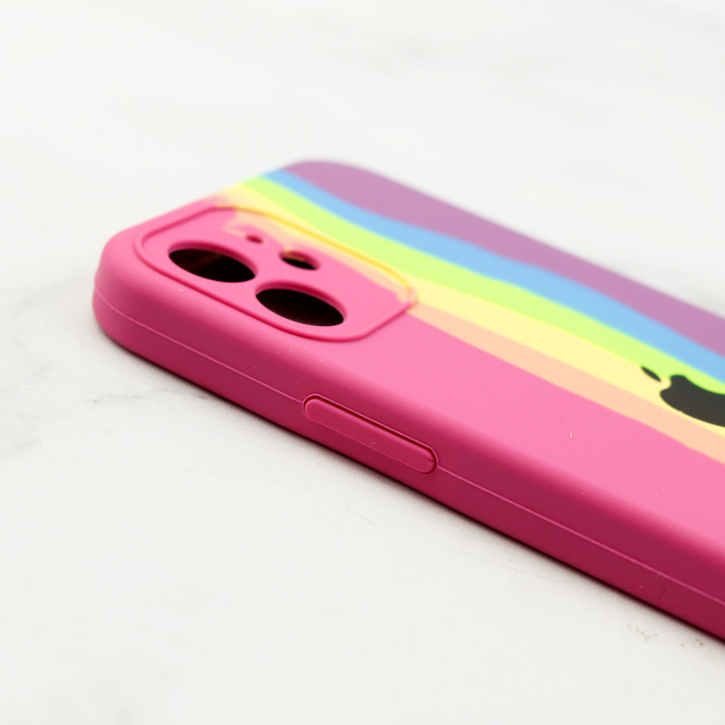 قاب سیلیکونی اورجینال رنگین کمانی محافظ لنزدار iPhone 12