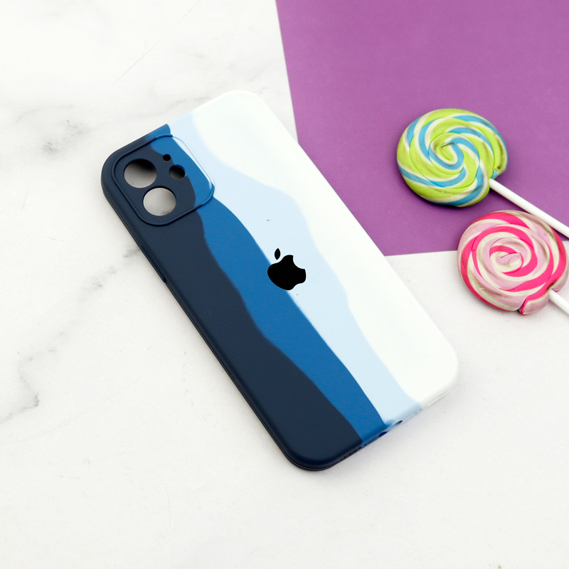 قاب سیلیکونی اورجینال رنگین کمانی محافظ لنزدار iPhone 12