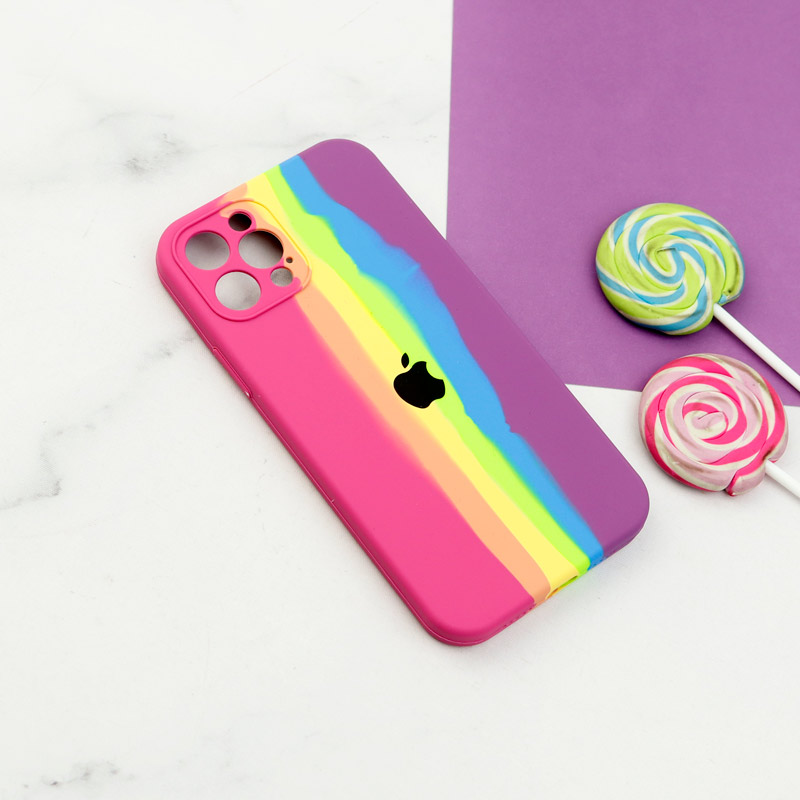 قاب سیلیکونی اورجینال رنگین کمانی محافظ لنزدار iPhone 12 Pro