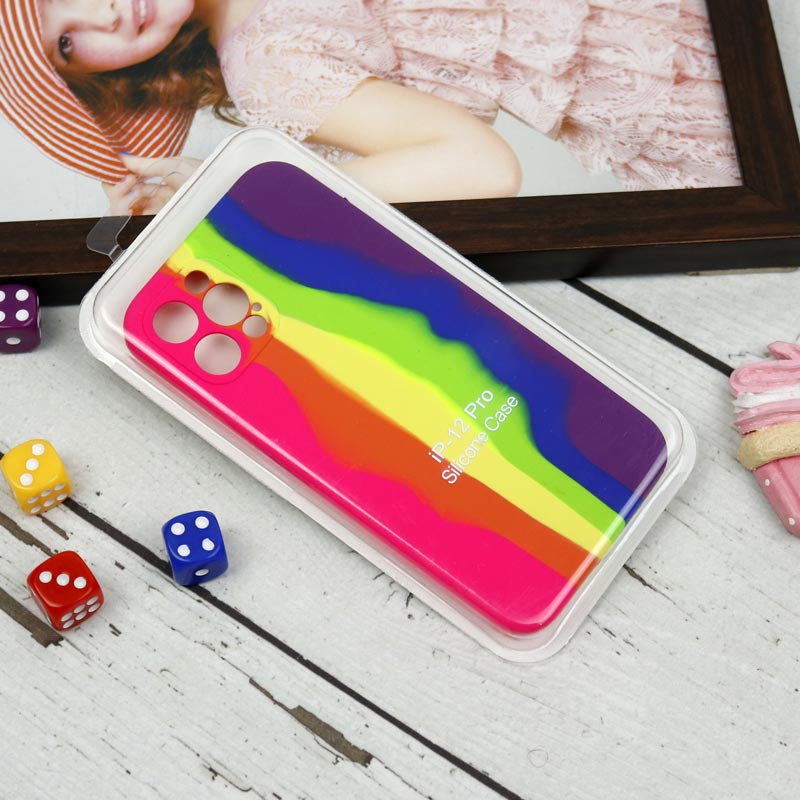 قاب سیلیکونی اورجینال رنگین کمانی محافظ لنزدار iPhone 12 Pro