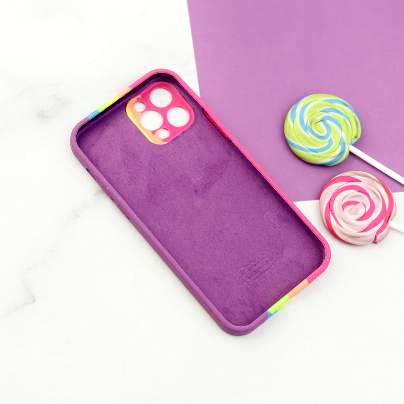 قاب سیلیکونی اورجینال رنگین کمانی محافظ لنزدار iPhone 12 Pro