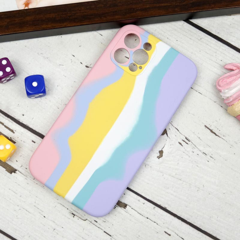 قاب سیلیکونی اورجینال رنگین کمانی محافظ لنزدار iPhone 12 Pro