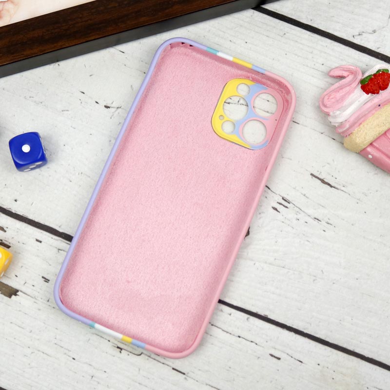 قاب سیلیکونی اورجینال رنگین کمانی محافظ لنزدار iPhone 12 Pro