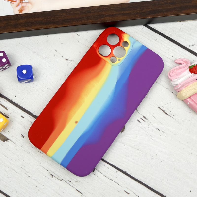 قاب سیلیکونی اورجینال رنگین کمانی محافظ لنزدار iPhone 12 Pro