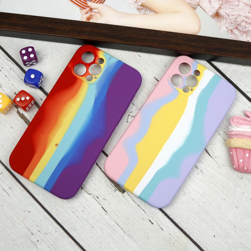 قاب سیلیکونی اورجینال رنگین کمانی محافظ لنزدار iPhone 12 Pro