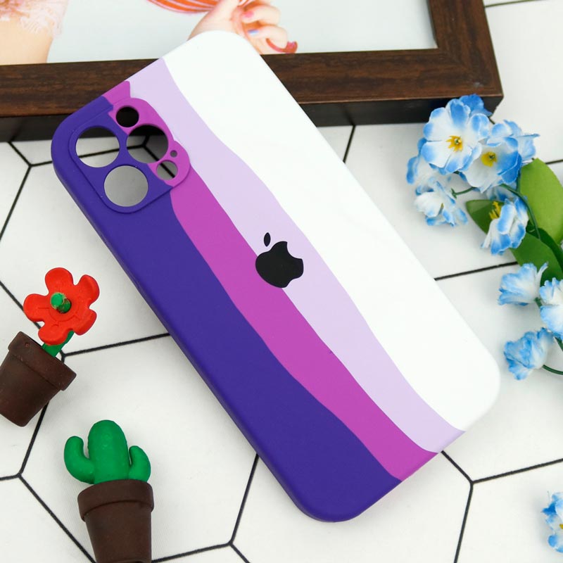 قاب سیلیکونی اورجینال رنگین کمانی محافظ لنزدار iPhone 12 Pro