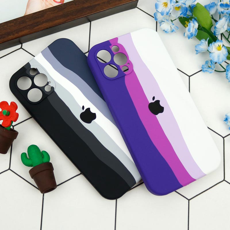 قاب سیلیکونی اورجینال رنگین کمانی محافظ لنزدار iPhone 12 Pro