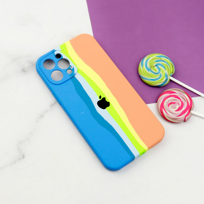 قاب سیلیکونی اورجینال رنگین کمانی محافظ لنزدار iPhone 12 Pro Max