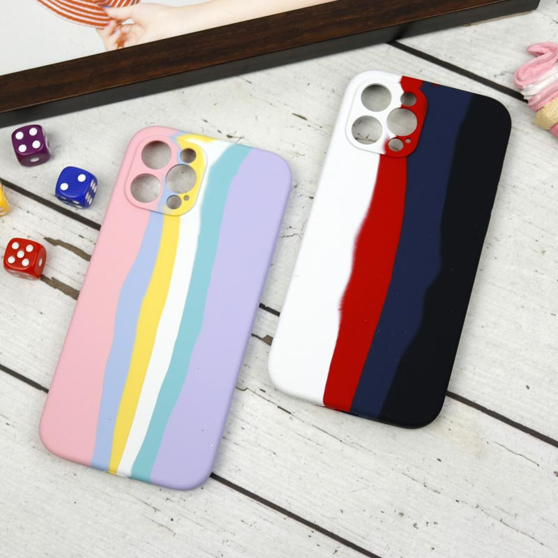 قاب سیلیکونی اورجینال رنگین کمانی محافظ لنزدار iPhone 12 Pro Max