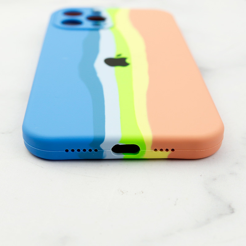 قاب سیلیکونی اورجینال رنگین کمانی محافظ لنزدار iPhone 12 Pro Max