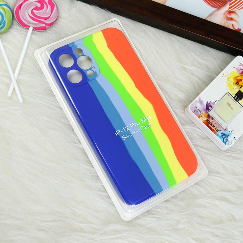 قاب سیلیکونی اورجینال رنگین کمانی محافظ لنزدار iPhone 12 Pro Max