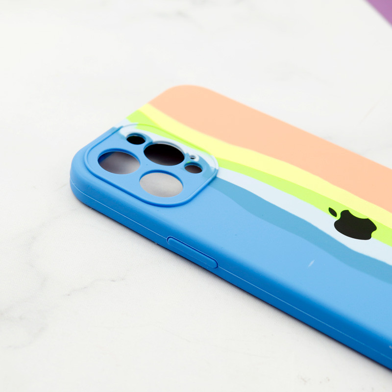 قاب سیلیکونی اورجینال رنگین کمانی محافظ لنزدار iPhone 12 Pro Max