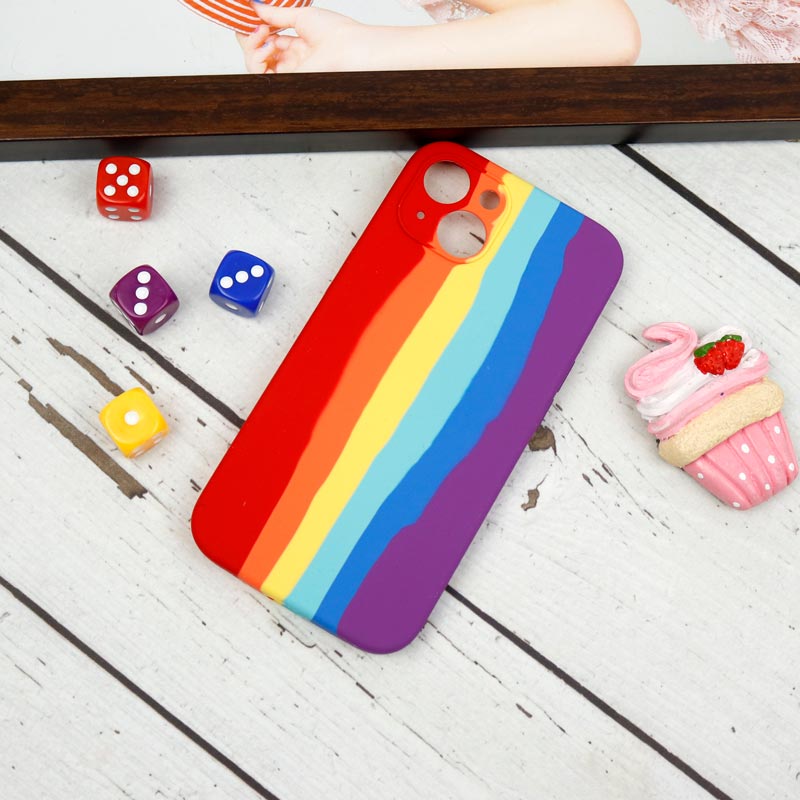 قاب سیلیکونی اورجینال رنگین کمانی محافظ لنزدار iPhone 13