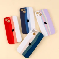 قاب سیلیکونی اورجینال رنگین کمانی محافظ لنزدار iPhone 13