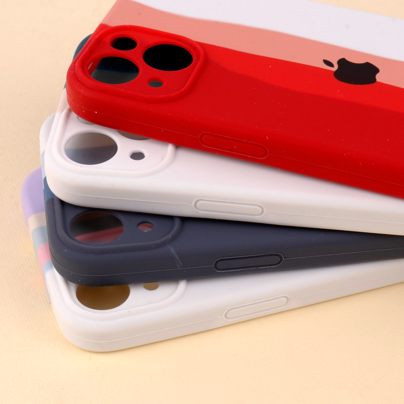 قاب سیلیکونی اورجینال رنگین کمانی محافظ لنزدار iPhone 13