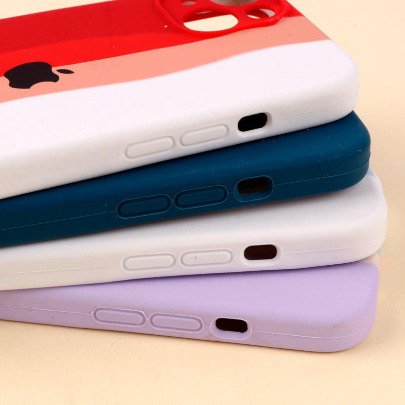 قاب سیلیکونی اورجینال رنگین کمانی محافظ لنزدار iPhone 13