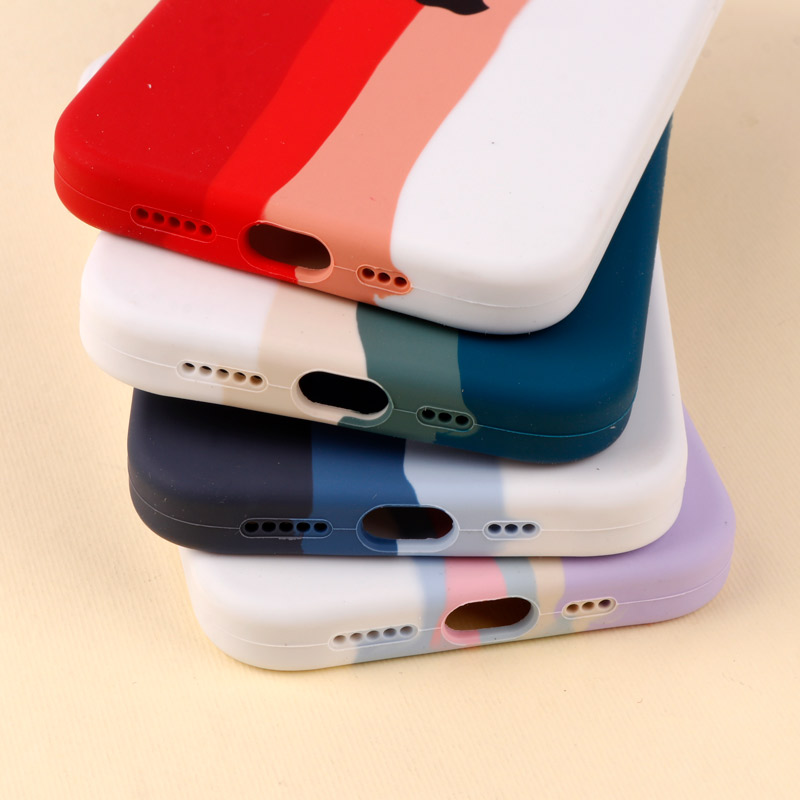 قاب سیلیکونی اورجینال رنگین کمانی محافظ لنزدار iPhone 13