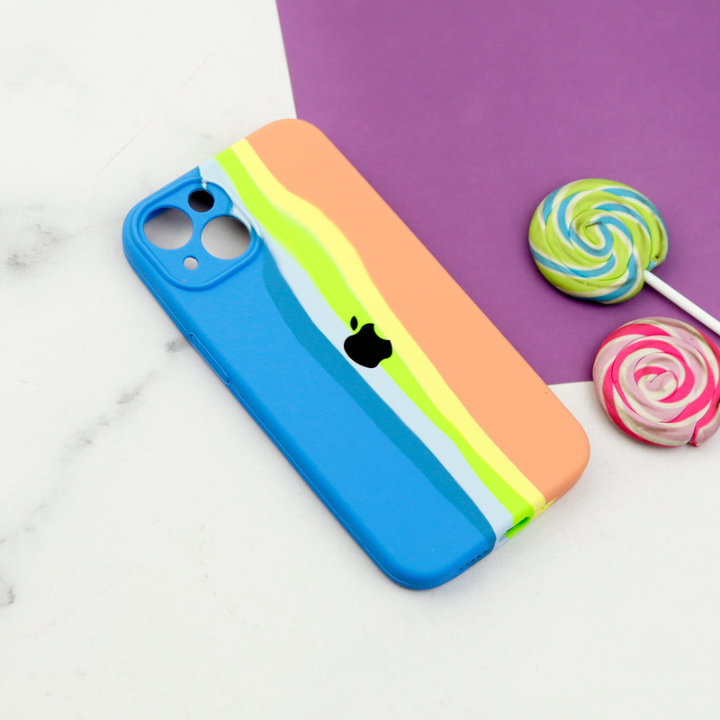 قاب سیلیکونی اورجینال رنگین کمانی محافظ لنزدار iPhone 13