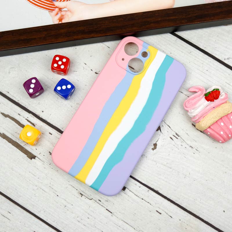 قاب سیلیکونی اورجینال رنگین کمانی محافظ لنزدار iPhone 13