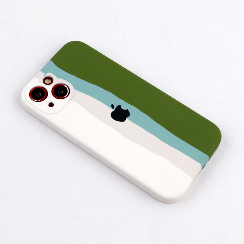 قاب سیلیکونی اورجینال رنگین کمانی محافظ لنزدار iPhone 13