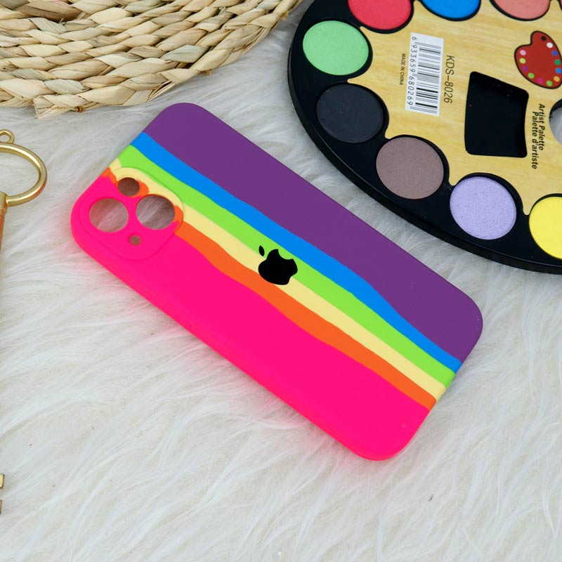 قاب سیلیکونی اورجینال رنگین کمانی محافظ لنزدار iPhone 13
