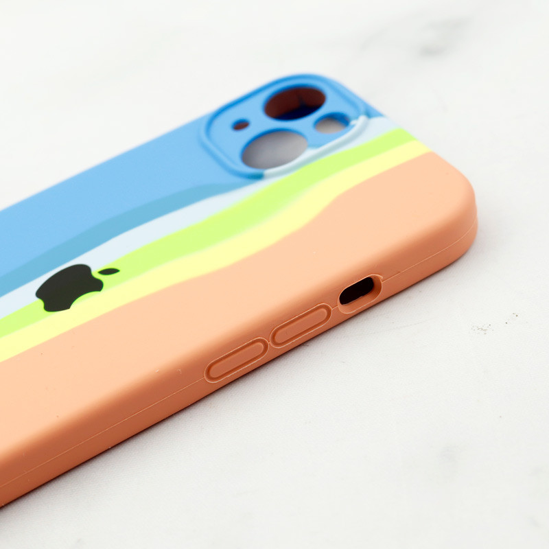 قاب سیلیکونی اورجینال رنگین کمانی محافظ لنزدار iPhone 13