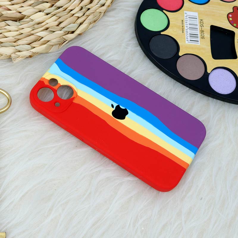 قاب سیلیکونی اورجینال رنگین کمانی محافظ لنزدار iPhone 13