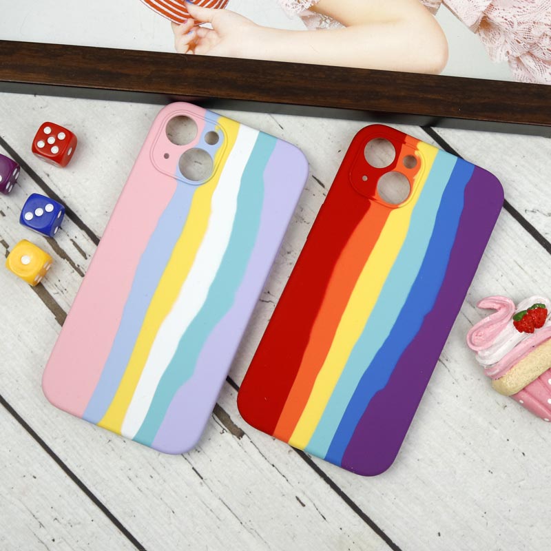 قاب سیلیکونی اورجینال رنگین کمانی محافظ لنزدار iPhone 13