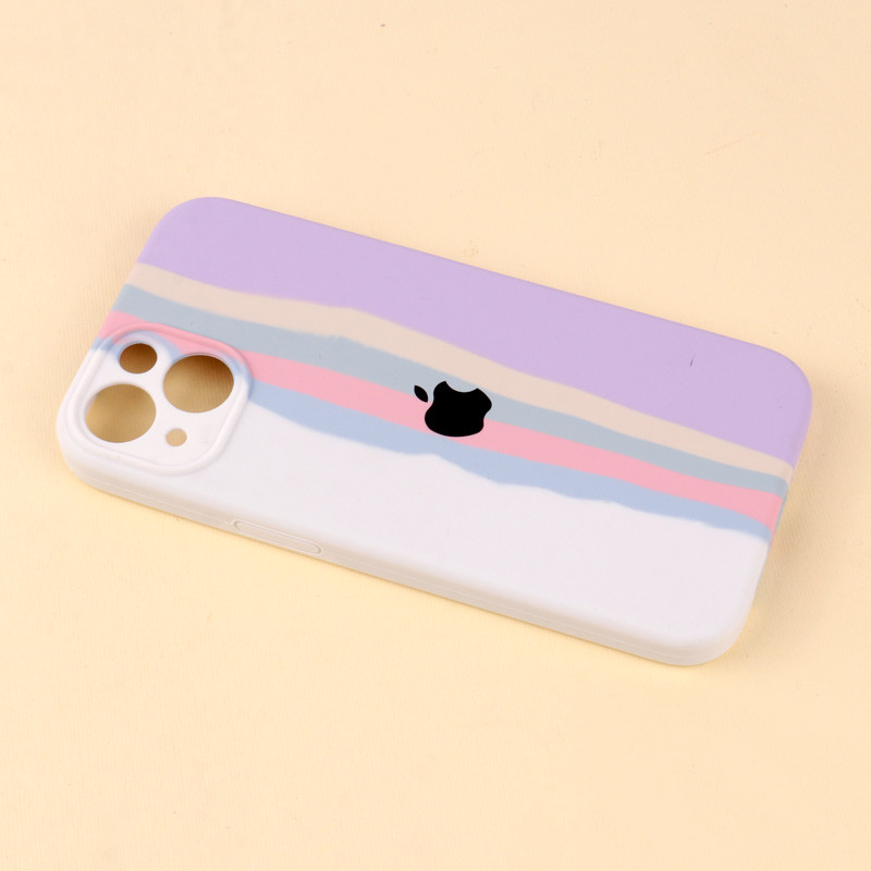 قاب سیلیکونی اورجینال رنگین کمانی محافظ لنزدار iPhone 13