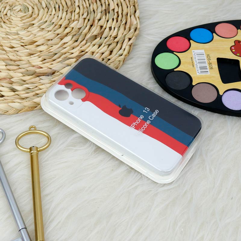 قاب سیلیکونی اورجینال رنگین کمانی محافظ لنزدار iPhone 13