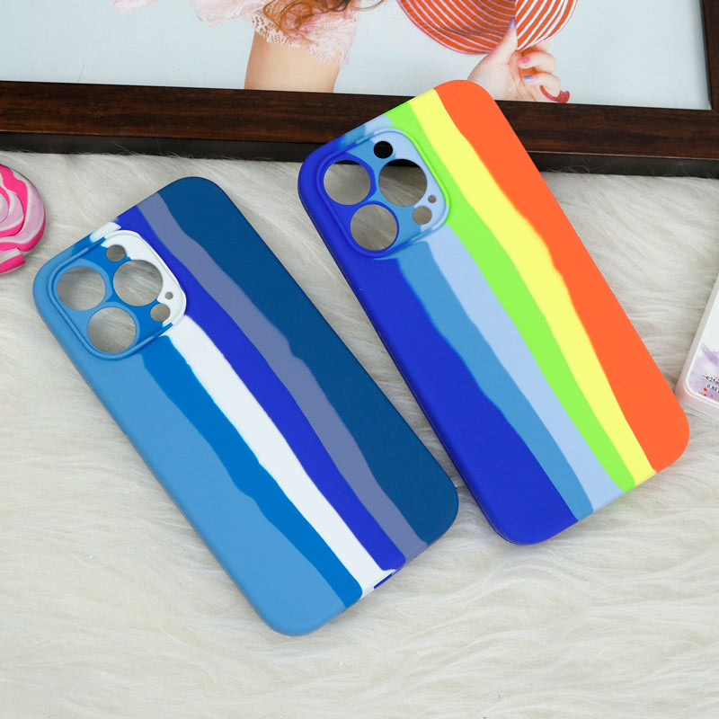 قاب سیلیکونی اورجینال رنگین کمانی محافظ لنزدار iPhone 13 Pro