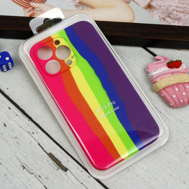 قاب سیلیکونی اورجینال رنگین کمانی محافظ لنزدار iPhone 13 Pro