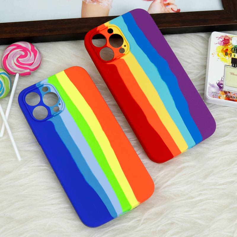 قاب سیلیکونی اورجینال رنگین کمانی محافظ لنزدار iPhone 13 Pro Max