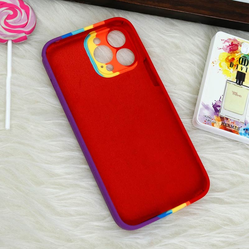 قاب سیلیکونی اورجینال رنگین کمانی محافظ لنزدار iPhone 13 Pro Max