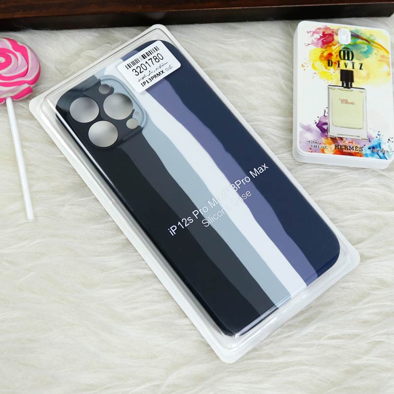 قاب سیلیکونی اورجینال رنگین کمانی محافظ لنزدار iPhone 13 Pro Max