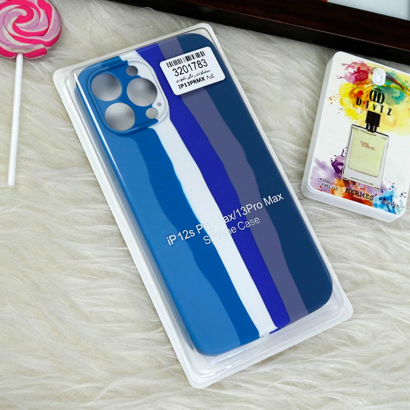 قاب سیلیکونی اورجینال رنگین کمانی محافظ لنزدار iPhone 13 Pro Max