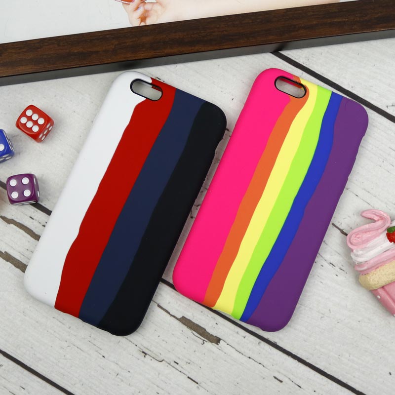 قاب سیلیکونی اورجینال رنگین کمانی iPhone 6/6s