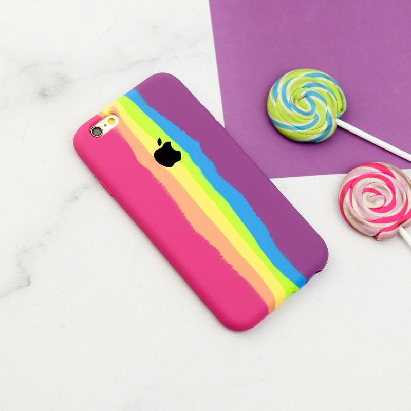 قاب سیلیکونی اورجینال رنگین کمانی iPhone 6/6s