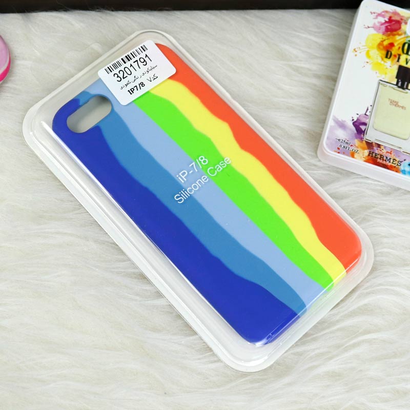 قاب سیلیکونی اورجینال رنگین کمانی iPhone 7/8