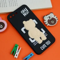 قاب سیلیکونی خرس TED محافظ لنزدار iPhone 7 Plus / 8 Plus مشکی