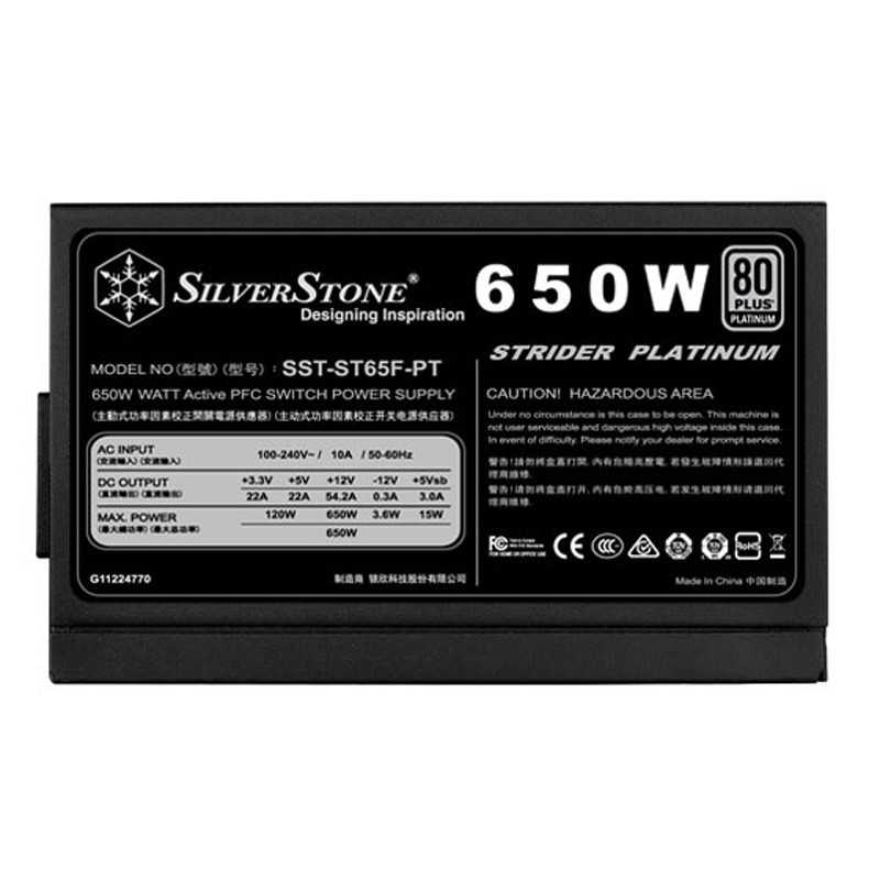 پاور ماژولار 650 وات سیلوراستون SilverStone Strider SST-ST65F-PT Platinum