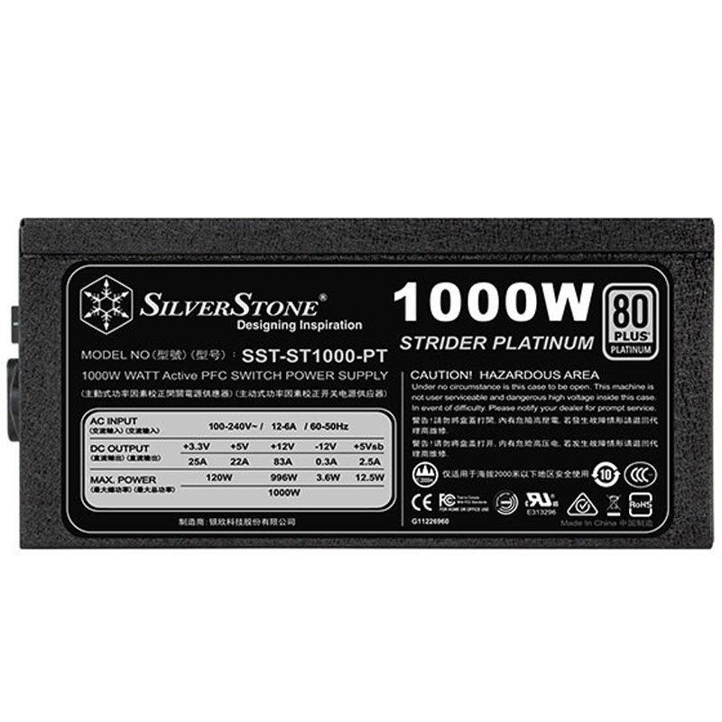 پاور ماژولار 1000 وات سیلوراستون SilverStone Strider SST-ST1000-PT Platinum