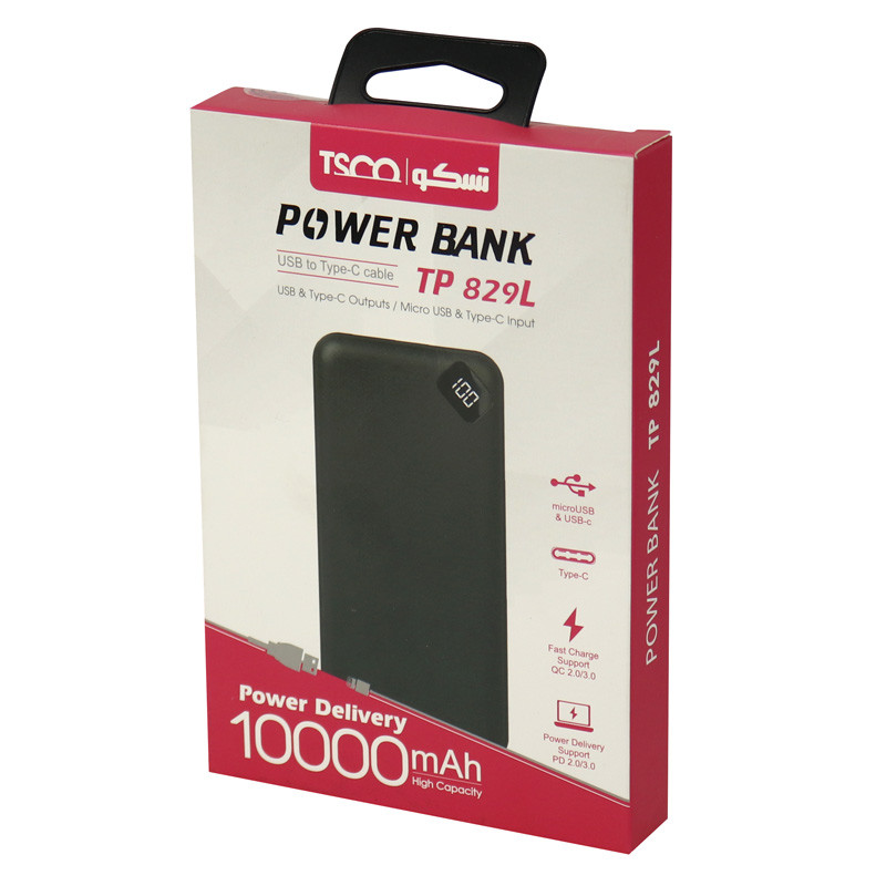 پاوربانک فست شارژ 10000 تسکو TSCO TP 829L QC3 PD 18W